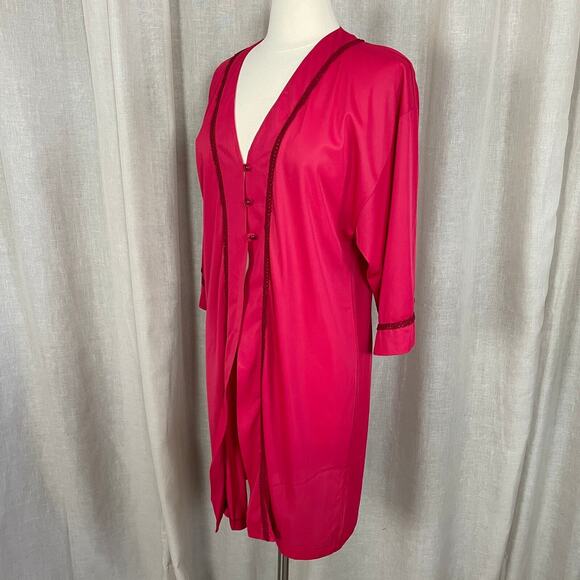 Vintage Robe Size Small Red Button Peignoir Lingerie Negligee Sleepwear 70s 80s - Picture 4 of 11